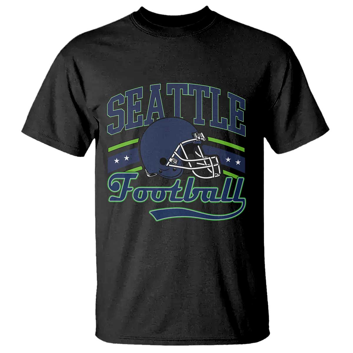 Classic Seattle Athletic Helmet Graphic T Shirt Vintage Game Day Sports Fan TS02 Black Print Your Wear