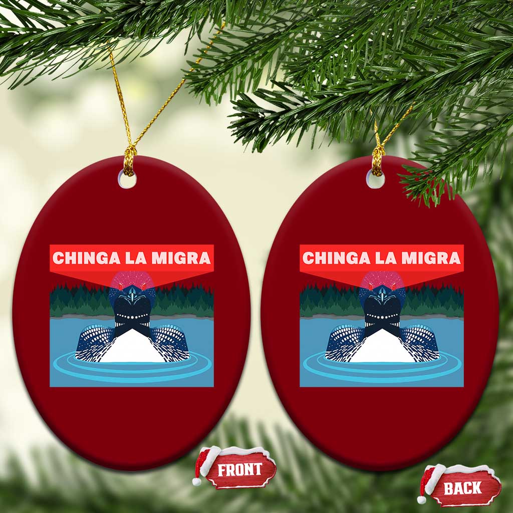Chinga La Migra Red Eye Laser Loon Ceramic Ornament Political Resist Ice Minnesota Protest TS02 Print Your Wear