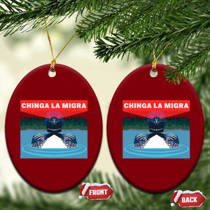 Chinga La Migra Red Eye Laser Loon Ceramic Ornament Political Resist Ice Minnesota Protest TS02 Print Your Wear
