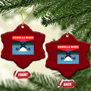 Chinga La Migra Red Eye Laser Loon Ceramic Ornament Political Resist Ice Minnesota Protest TS02 Print Your Wear
