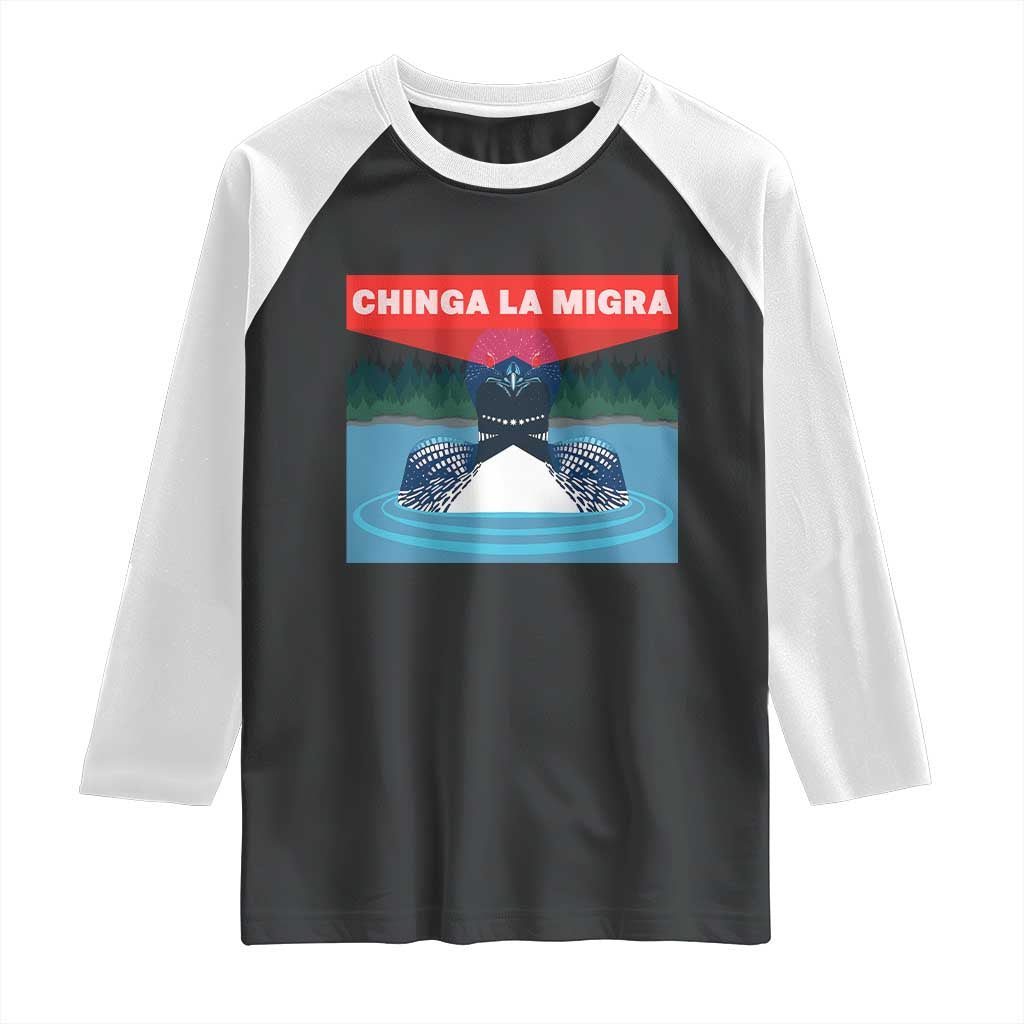 Chinga La Migra Red Eye Laser Loon Raglan Shirt Political Resist Ice Minnesota Protest TS02 Black White Print Your Wear