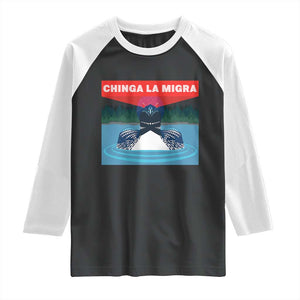 Chinga La Migra Red Eye Laser Loon Raglan Shirt Political Resist Ice Minnesota Protest TS02 Black White Print Your Wear
