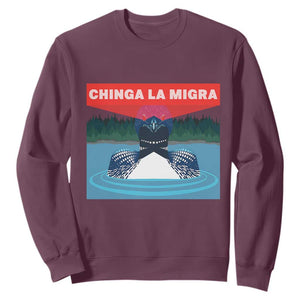 Chinga La Migra Red Eye Laser Loon Sweatshirt Political Resist Ice Minnesota Protest TS02 Maroon Print Your Wear