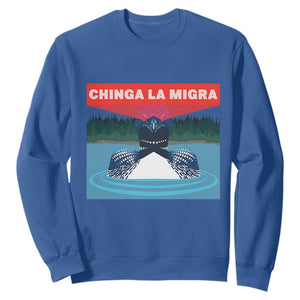 Chinga La Migra Red Eye Laser Loon Sweatshirt Political Resist Ice Minnesota Protest TS02 Royal Blue Print Your Wear