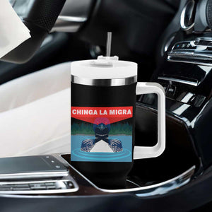 Chinga La Migra Red Eye Laser Loon Tumbler With Handle Political Resist Ice Minnesota Protest TS02 Print Your Wear