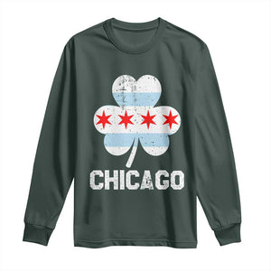 Chicago St Patricks Day Long Sleeve Shirt South Side Irish Pride Shamrock TS02 Dark Forest Green Print Your Wear