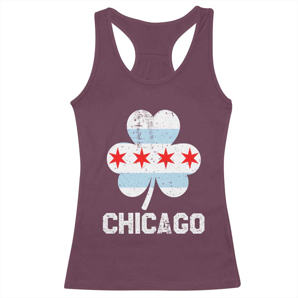 Chicago St Patricks Day Racerback Tank Top South Side Irish Pride Shamrock TS02 Maroon Print Your Wear