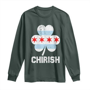 Chicago St Patricks Day Long Sleeve Shirt Chirish American Irish South Side Pride Shamrock TS02 Dark Forest Green Print Your Wear