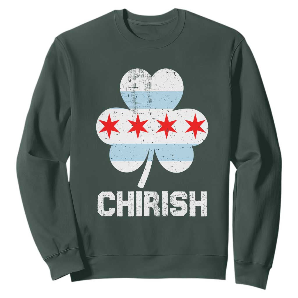 Chicago St Patrick's Day Sweatshirt Chirish American Irish South Side Pride Shamrock TS02 Dark Forest Green Printyourwear