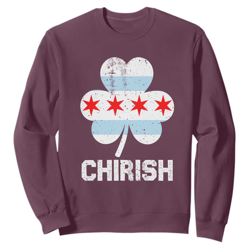 Chicago St Patrick's Day Sweatshirt Chirish American Irish South Side Pride Shamrock TS02 Maroon Printyourwear