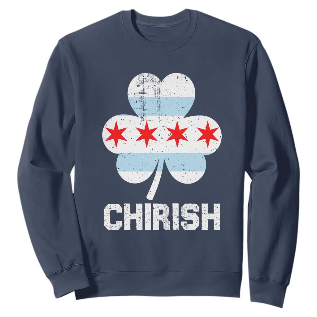 Chicago St Patrick's Day Sweatshirt Chirish American Irish South Side Pride Shamrock TS02 Navy Printyourwear