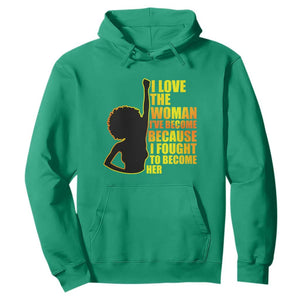 Black Women's History Hoodie I Love The Woman I've Become Melanin African American Silhouette TS02 Irish Green Printyourwear