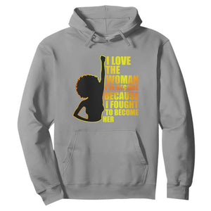 Black Women's History Hoodie I Love The Woman I've Become Melanin African American Silhouette TS02 Sport Gray Printyourwear