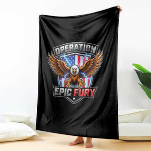 Operation Epic Fury Patriotic Bald Eagle Throw Blanket American Flag Shield Graphic Freedom Pride TS02 Print Your Wear