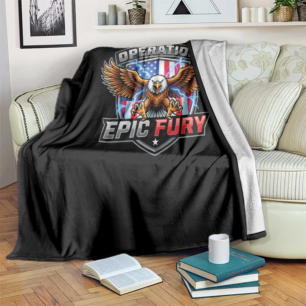 Operation Epic Fury Patriotic Bald Eagle Throw Blanket American Flag Shield Graphic Freedom Pride TS02 Print Your Wear
