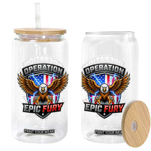 Operation Epic Fury Patriotic Bald Eagle Glass Can American Flag Shield Graphic Freedom Pride TS02 Print Your Wear