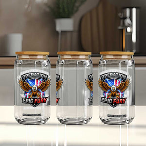 Operation Epic Fury Patriotic Bald Eagle Glass Can American Flag Shield Graphic Freedom Pride TS02 Print Your Wear