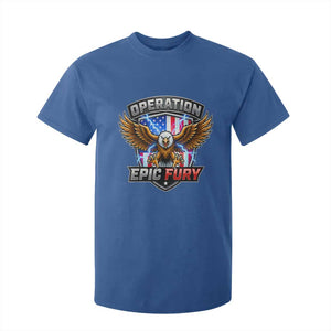 Operation Epic Fury Patriotic Bald Eagle T Shirt For Kid American Flag Shield Graphic Freedom Pride TS02 Royal Blue Print Your Wear