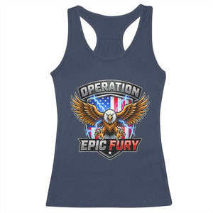 Operation Epic Fury Patriotic Bald Eagle Racerback Tank Top American Flag Shield Graphic Freedom Pride TS02 Navy Print Your Wear