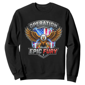 Operation Epic Fury Patriotic Bald Eagle Sweatshirt American Flag Shield Graphic Freedom Pride TS02 Black Print Your Wear