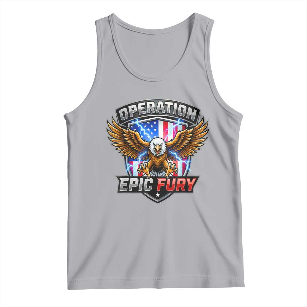 Operation Epic Fury Patriotic Bald Eagle Tank Top American Flag Shield Graphic Freedom Pride TS02 Athletic Heather Print Your Wear