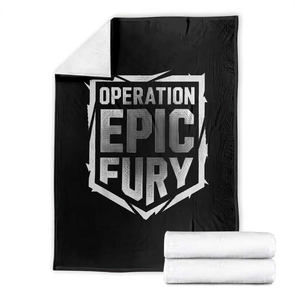 Operation Epic Fury Bold Tactical Shield Graphic Throw Blanket Strong Patriotic Statement Freedom Supporters TS02 Black Print Your Wear