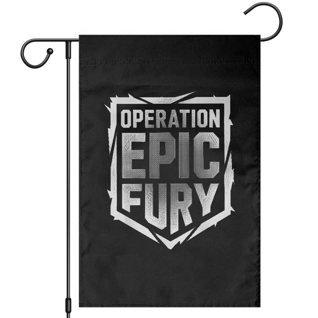 Operation Epic Fury Bold Tactical Shield Graphic Garden Flag Strong Patriotic Statement Freedom Supporters TS02 Black Print Your Wear