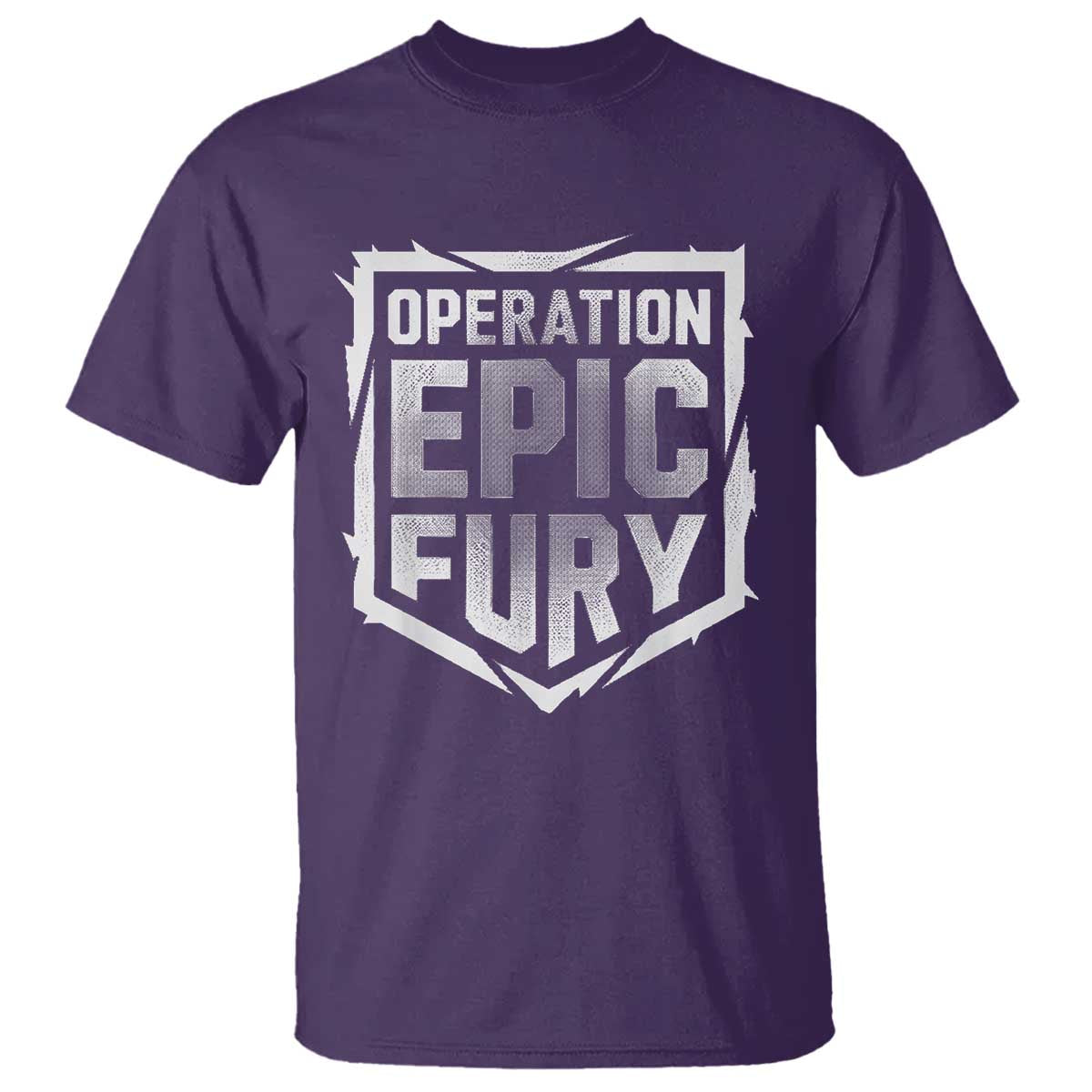 Operation Epic Fury Bold Tactical Shield Graphic T Shirt Strong Patriotic Statement Freedom Supporters TS02 Purple Print Your Wear