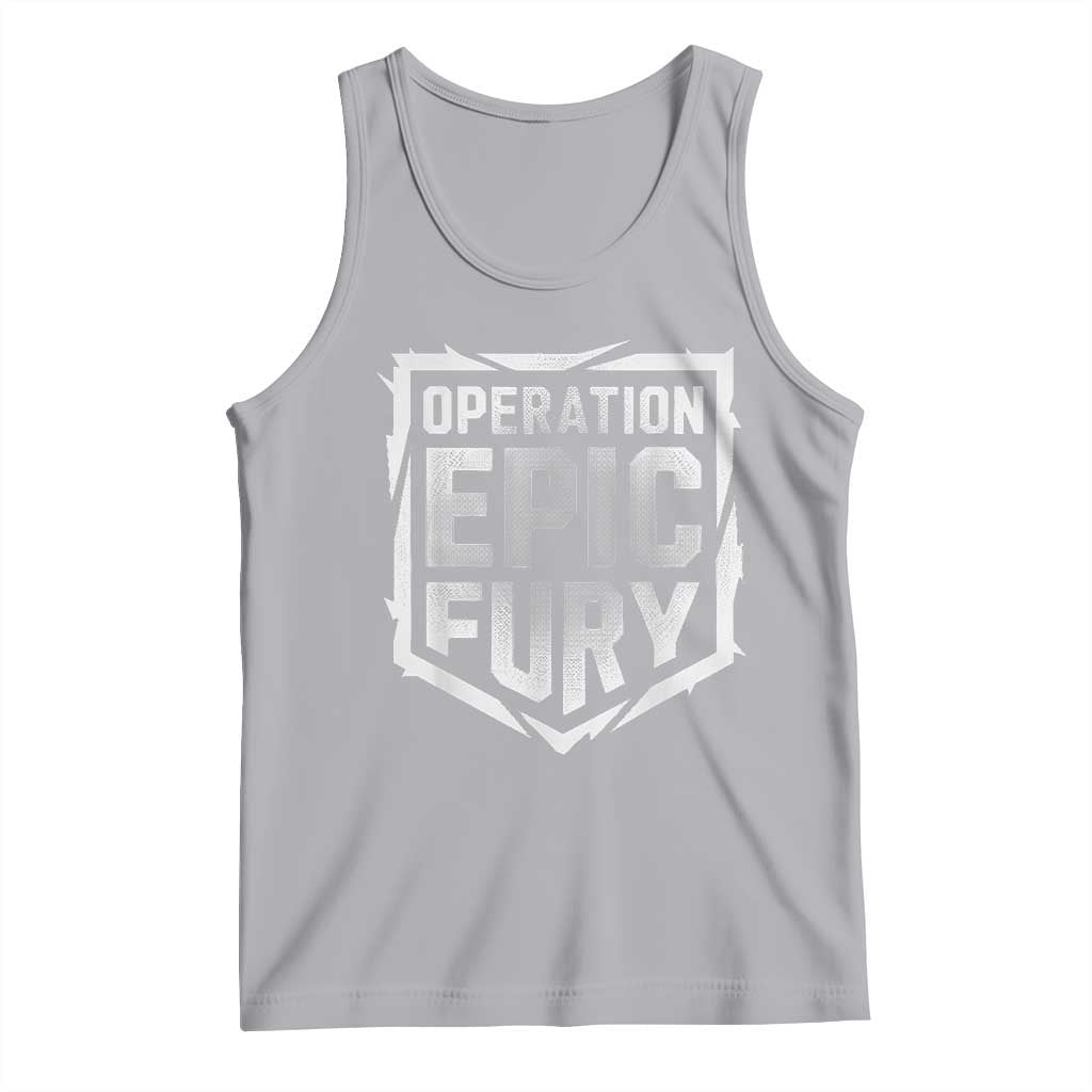 Operation Epic Fury Bold Tactical Shield Graphic Tank Top Strong Patriotic Statement Freedom Supporters TS02 Athletic Heather Print Your Wear
