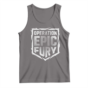 Operation Epic Fury Bold Tactical Shield Graphic Tank Top Strong Patriotic Statement Freedom Supporters TS02 Deep Heather Print Your Wear