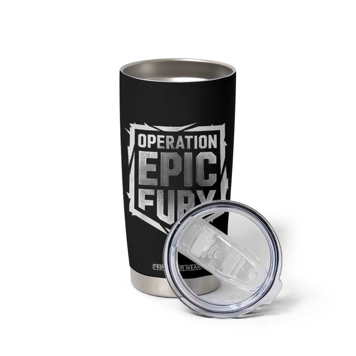 Operation Epic Fury Bold Tactical Shield Graphic Tumbler Cup Strong Patriotic Statement Freedom Supporters TS02 Print Your Wear