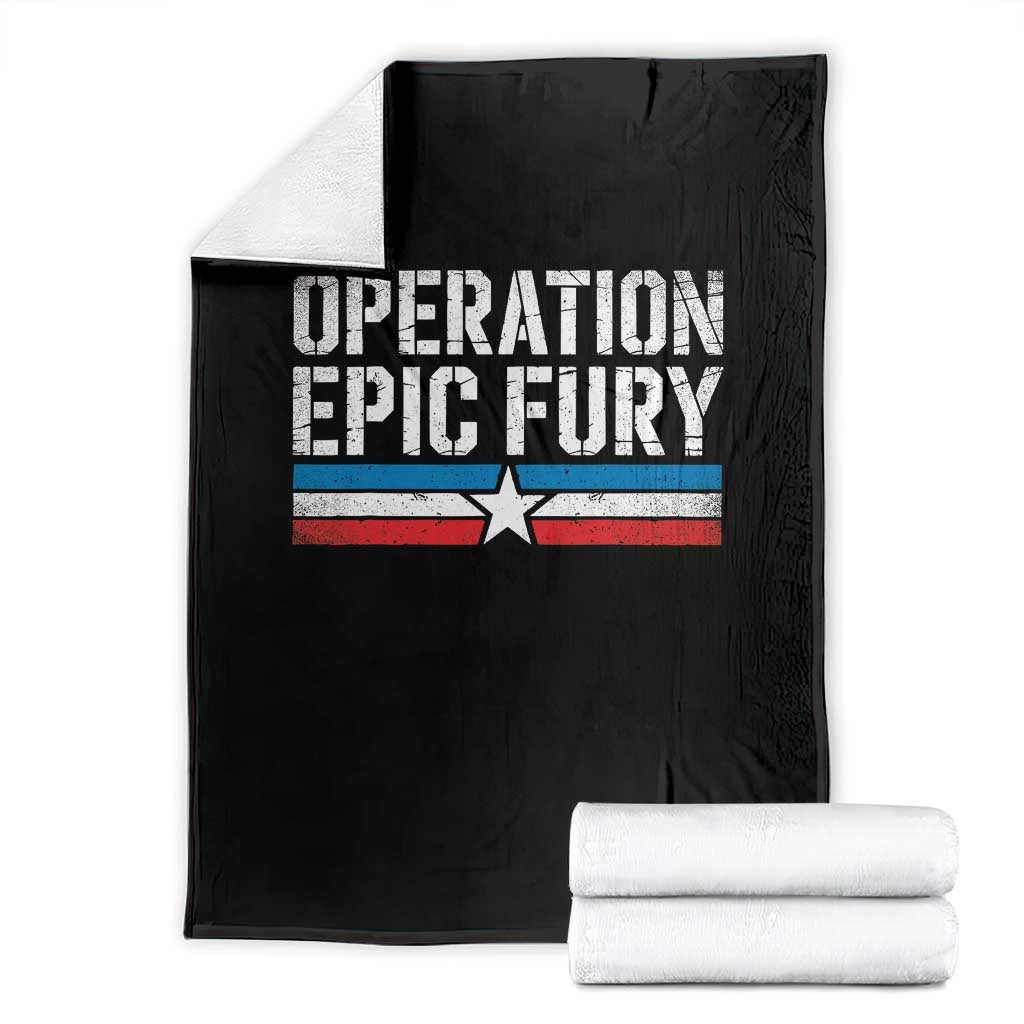 Operation Epic Fury Retro Patriotic Stripe Throw Blanket Vintage American Strength Freedom Supporters TS02 Black Print Your Wear