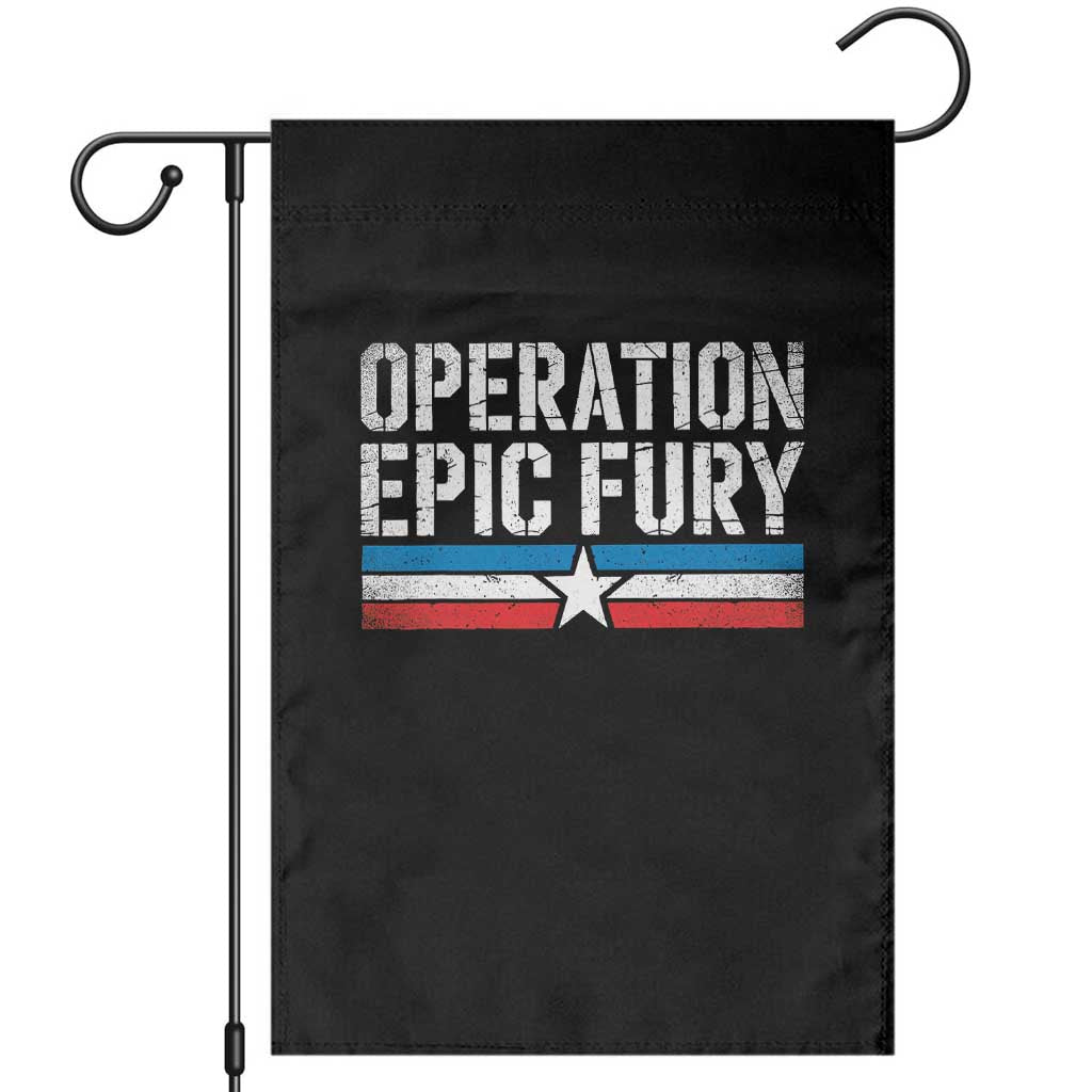 Operation Epic Fury Retro Patriotic Stripe Garden Flag Vintage American Strength Freedom Supporters TS02 Black Print Your Wear