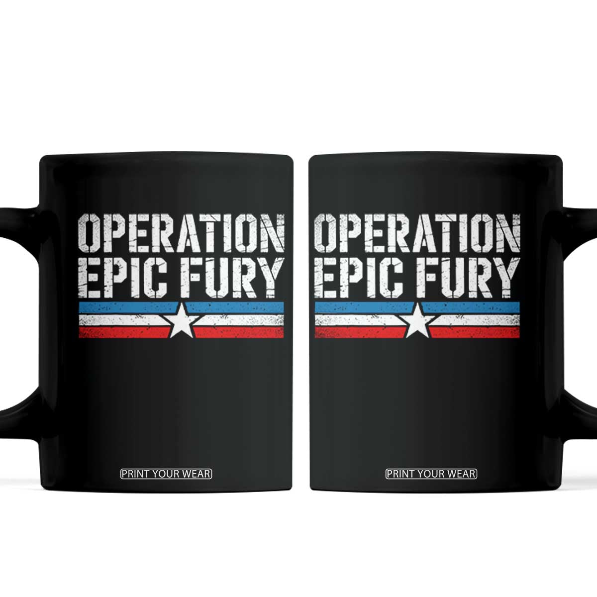 Operation Epic Fury Retro Patriotic Stripe Coffee Mug Vintage American Strength Freedom Supporters TS02 Black Print Your Wear