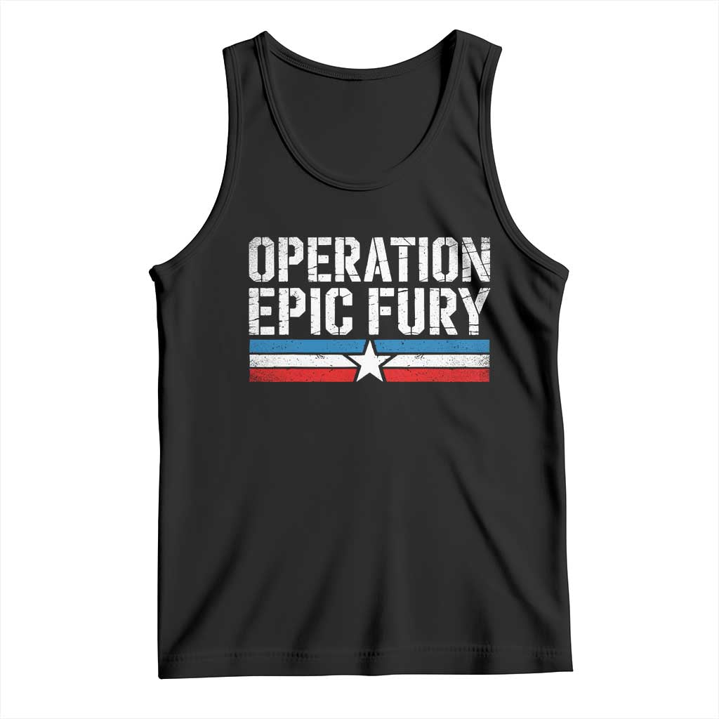 Operation Epic Fury Retro Patriotic Stripe Tank Top Vintage American Strength Freedom Supporters TS02 Black Print Your Wear