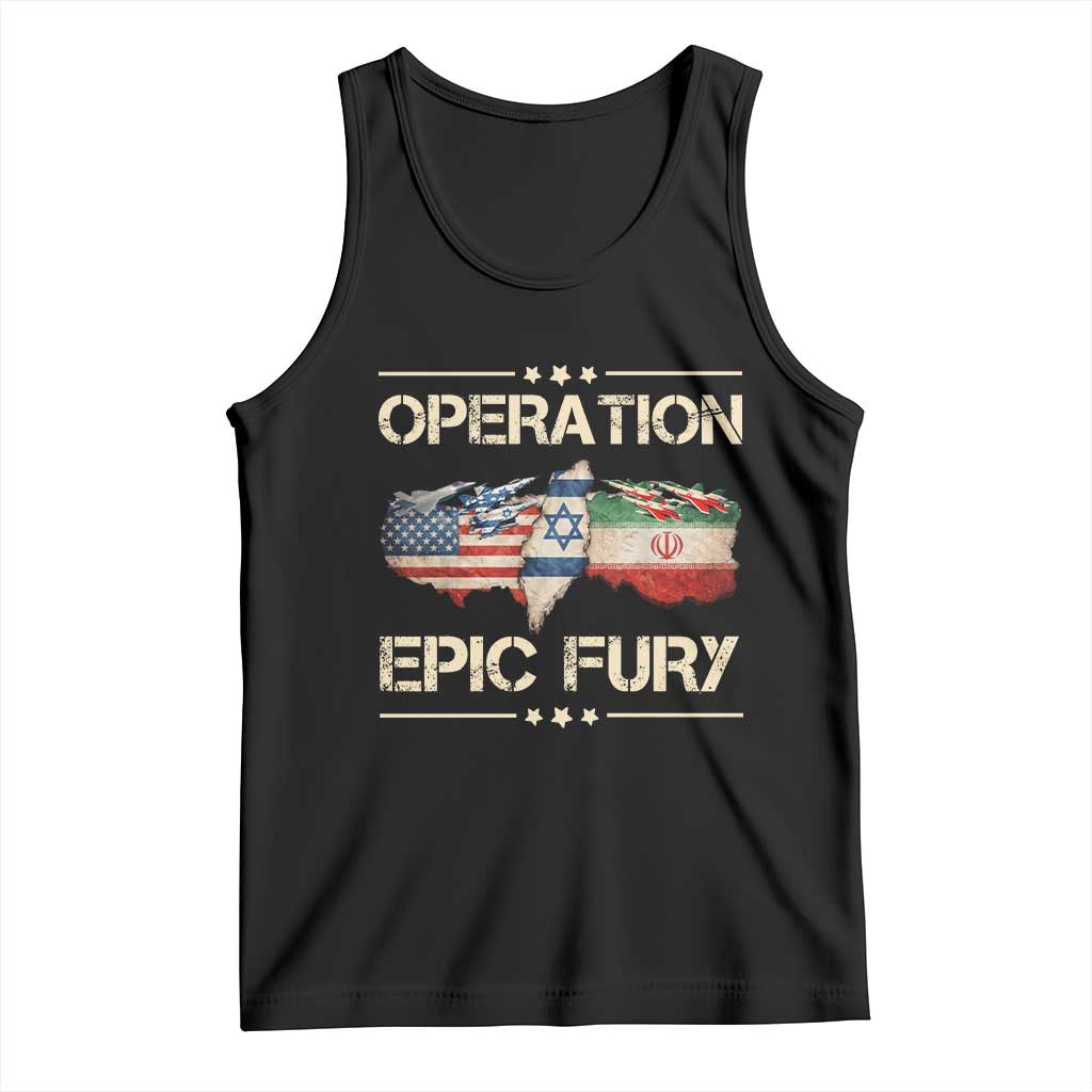 Operation Epic Fury USA Israel Tank Top Patriotic Military Peace Through Strength TS02 Black Print Your Wear