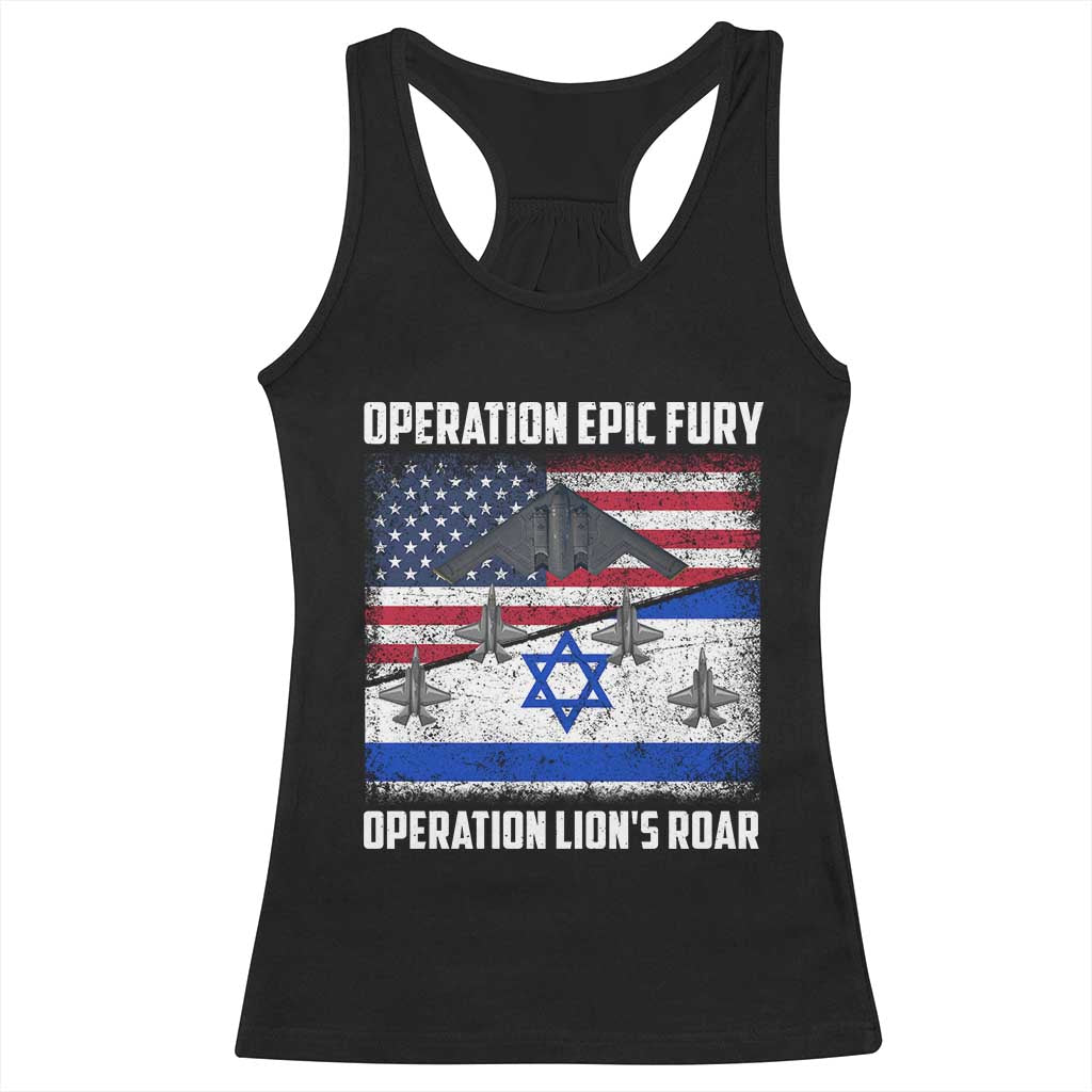 Operation Epic Fury Lions Roar Racerback Tank Top USA Israel Flag Freedom Defense TS02 Black Print Your Wear