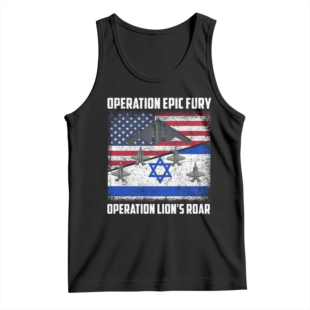 Operation Epic Fury Lions Roar Tank Top USA Israel Flag Freedom Defense TS02 Black Print Your Wear