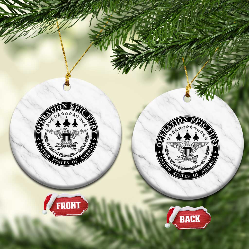 Operation Epic Fury USA Military Seal Ceramic Ornament Patriotic Air Power Aviation Tribute TS02 1pc White Marble Print Your Wear
