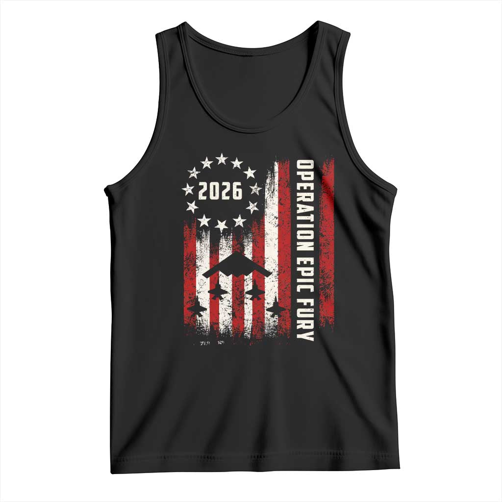 Operation Epic Fury 2026 American Flag Bomber Tank Top B2 Spirit Patriotic Air Dominance TS02 Black Print Your Wear