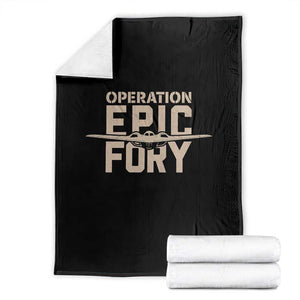 Operation Epic Fury Stealth Bomber Silhouette Throw Blanket Patriotic B2 Spirit Aviation Statement TS02 Black Print Your Wear