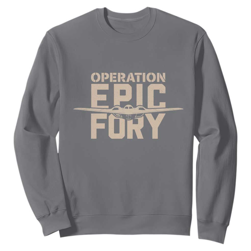 Operation Epic Fury Stealth Bomber Silhouette Sweatshirt Patriotic B2 Spirit Aviation Statement TS02 Charcoal Print Your Wear