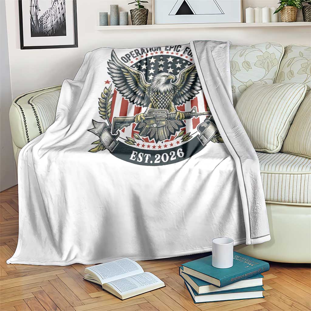 Operation Epic Fury Patriotic Eagle Crest Est 2026 Throw Blanket American Strength Freedom TS02 Print Your Wear