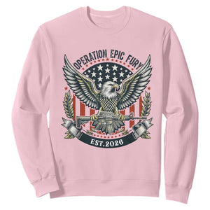 Operation Epic Fury Patriotic Eagle Crest Est 2026 Sweatshirt American Strength Freedom TS02 Light Pink Print Your Wear
