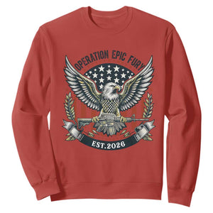 Operation Epic Fury Patriotic Eagle Crest Est 2026 Sweatshirt American Strength Freedom TS02 Red Print Your Wear