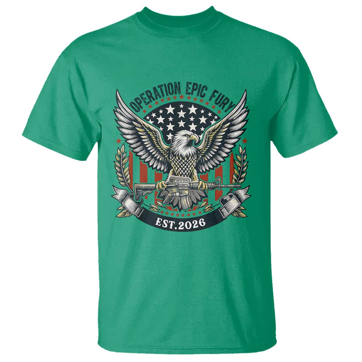 Operation Epic Fury Patriotic Eagle Crest Est 2026 T Shirt American Strength Freedom TS02 Irish Green Print Your Wear