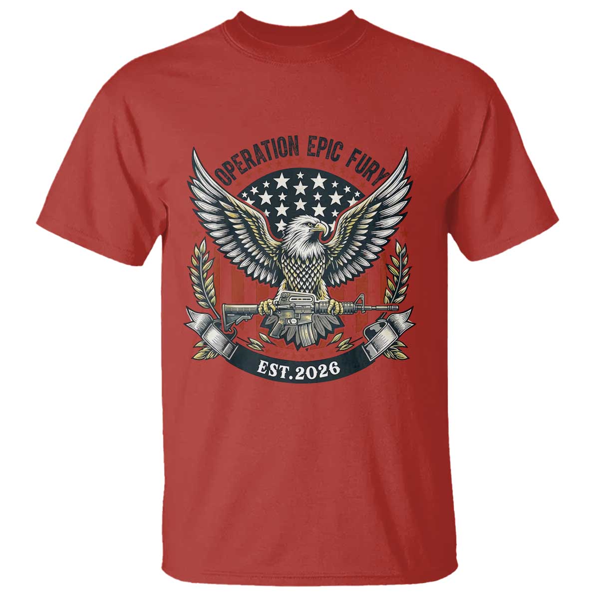 Operation Epic Fury Patriotic Eagle Crest Est 2026 T Shirt American Strength Freedom TS02 Red Print Your Wear