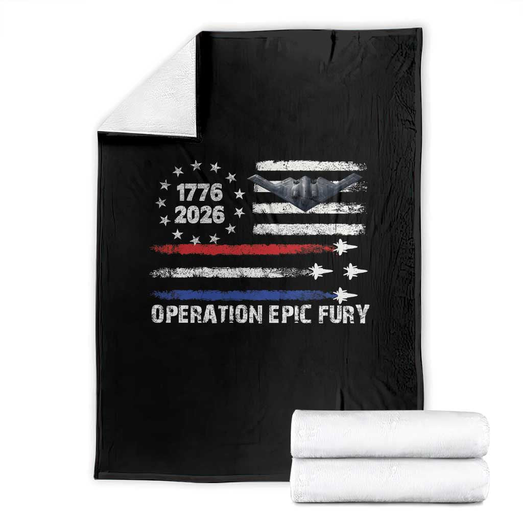 Operation Epic Fury 1776 2026 American Flag Aviation Throw Blanket Freedom Anniversary Statement TS02 Black Print Your Wear