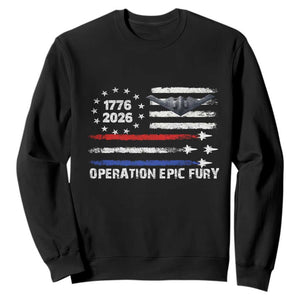 Operation Epic Fury 1776 2026 American Flag Aviation Sweatshirt Freedom Anniversary Statement TS02 Black Print Your Wear