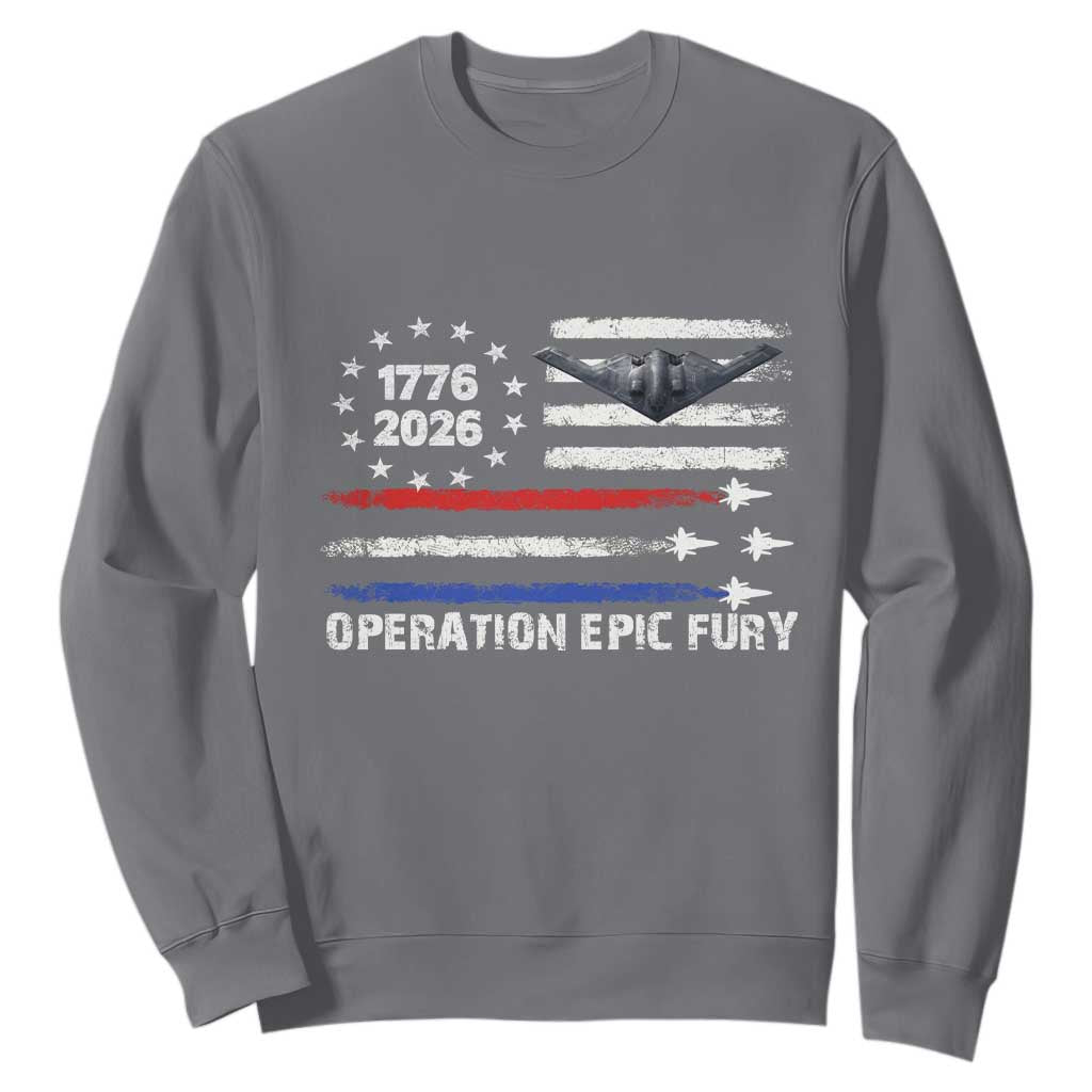Operation Epic Fury 1776 2026 American Flag Aviation Sweatshirt Freedom Anniversary Statement TS02 Charcoal Print Your Wear